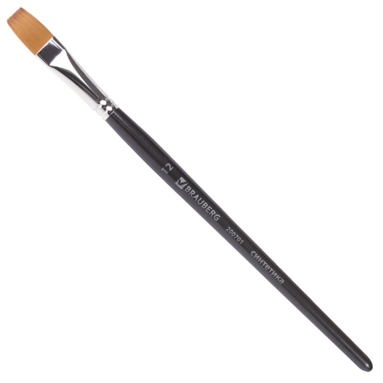 Кисть художественная Brauberg Art Classic синтетика мягкая, плоская, № 12, короткая ручка 200701