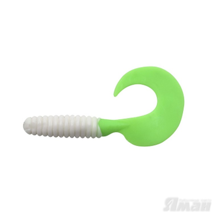 Твистер Yaman Spiral, 5", цвет 22 - White lime tail, 5 шт Y-S5-22